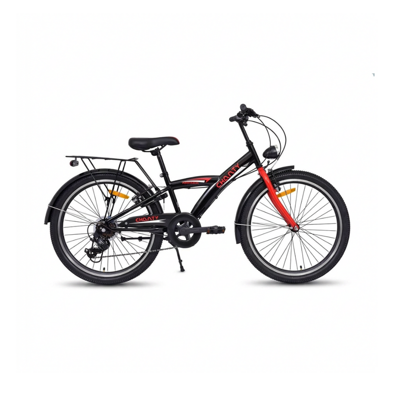 Chanty 24" Barnesykkel – Gutt – Sort/Rød – 7 gir & V-bremser